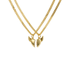 BFF necklace with gold winged heart pendant