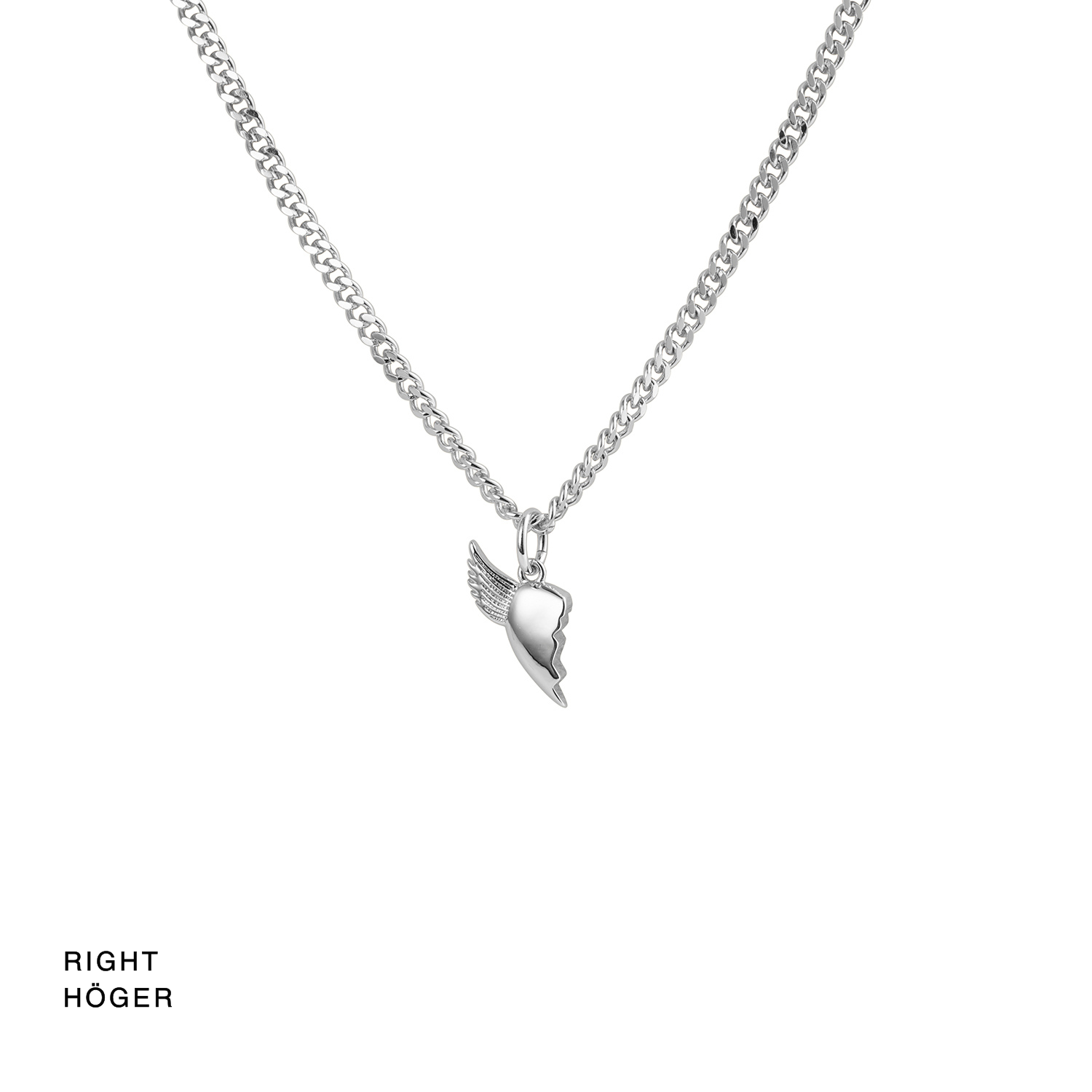 Right Half heart BFF necklace with silver winged charm