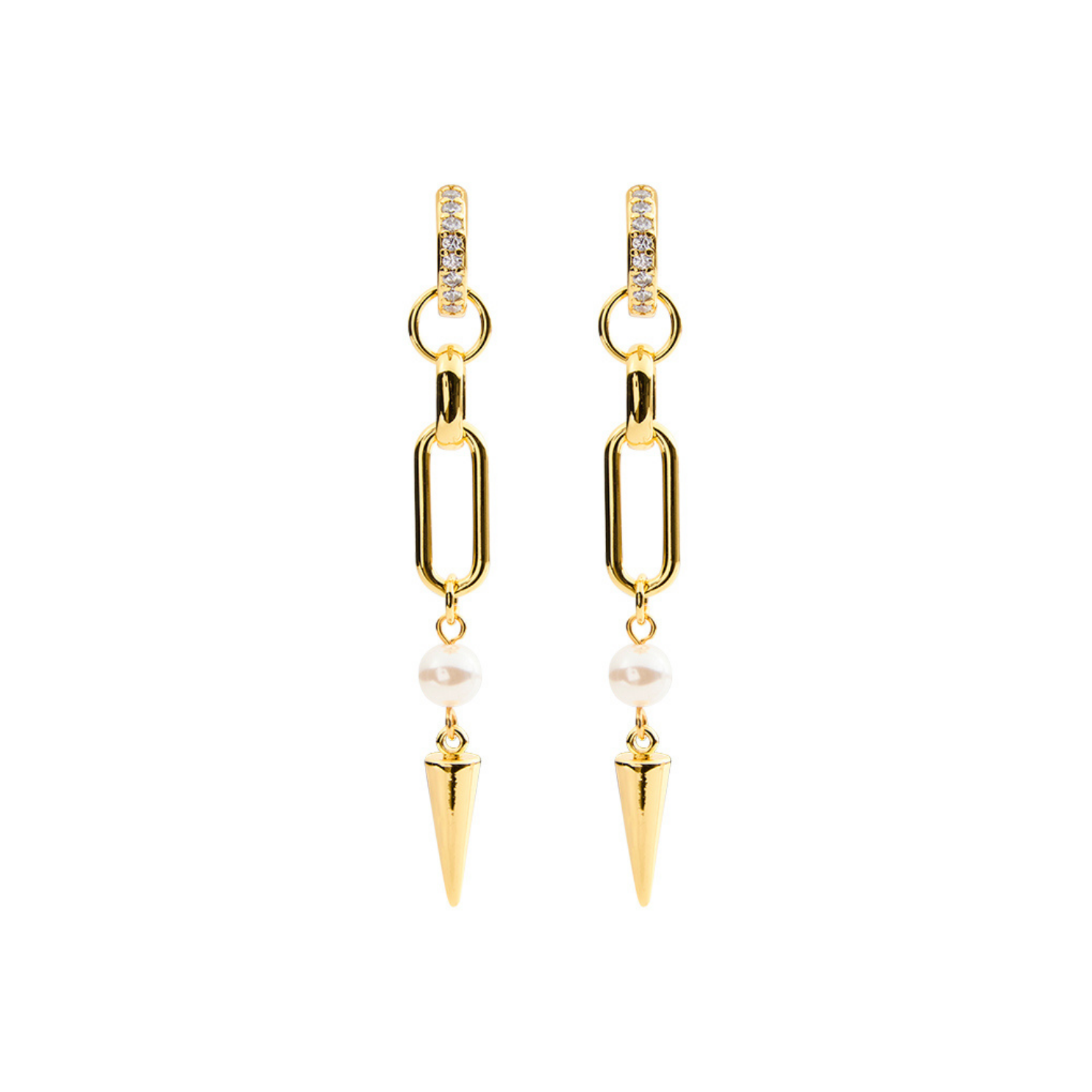 Adora Earrings in gold with pearl and spike detail
