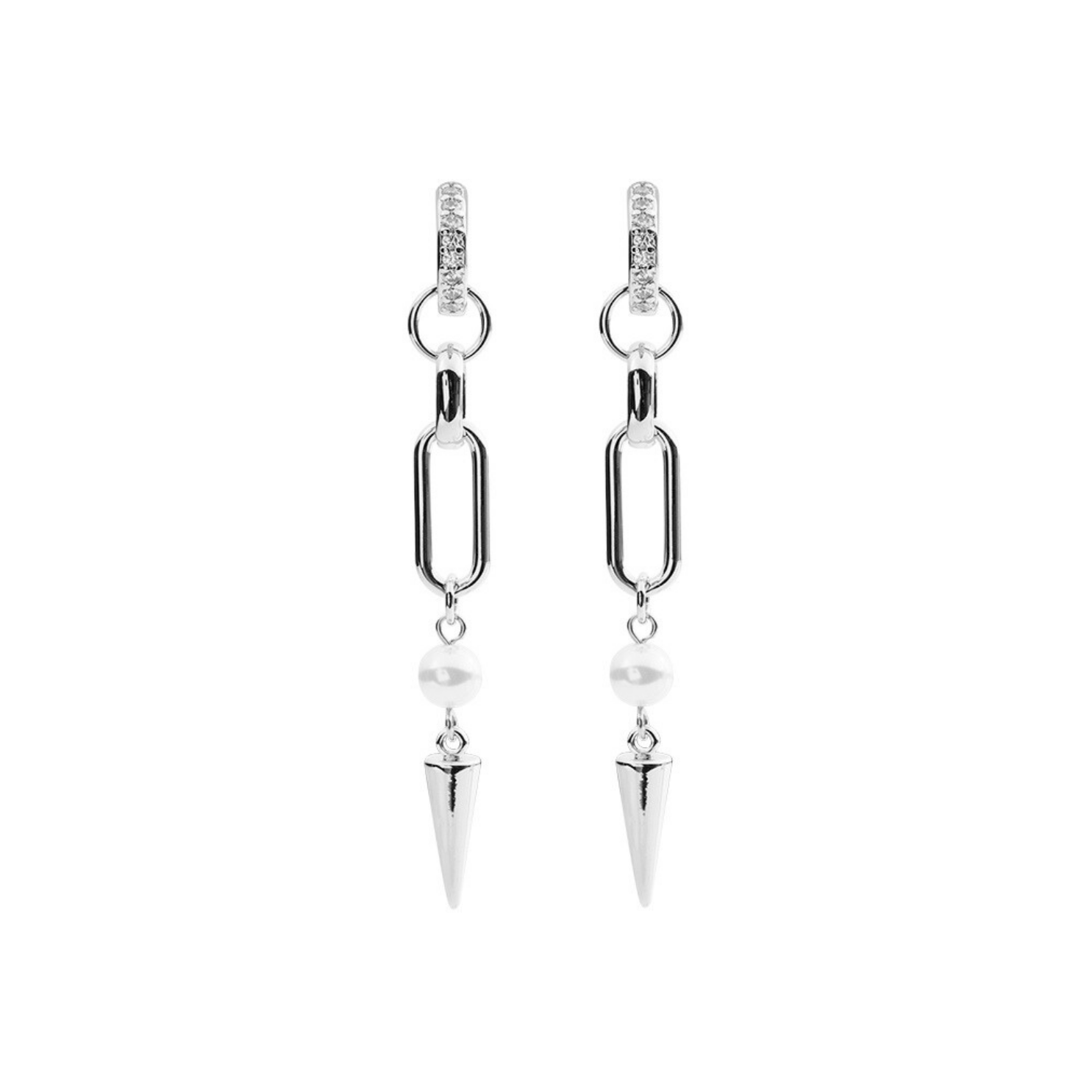 Adora Earrings in silver with pearl and spike detail