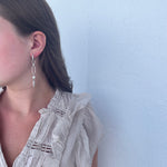 Adora Earrings in silver with pearl and spike, worn in side angle