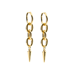 long gold alice earrings with spike detail