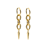 long gold alice earrings with spike detail