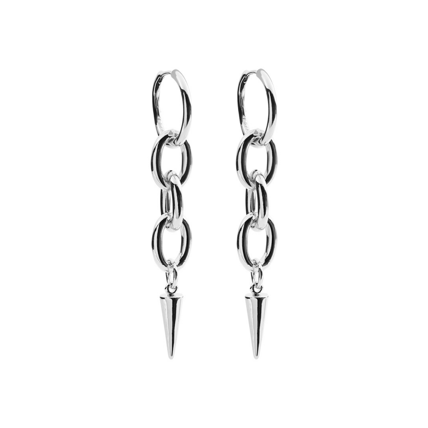 long silver alice earrings with spike detail